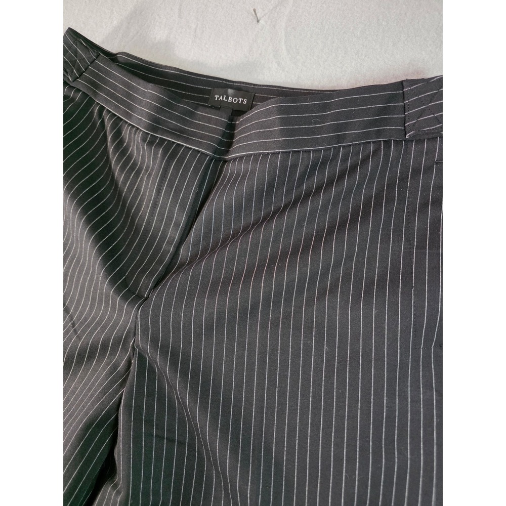 Talbots Womens Black Pinstripe Wide Leg Dress Pants Trousers Size 10 NWT